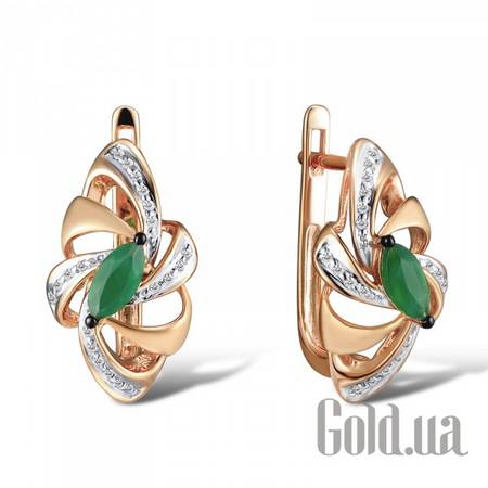Серьги Золотые серьги с бриллиантами и изумрудами