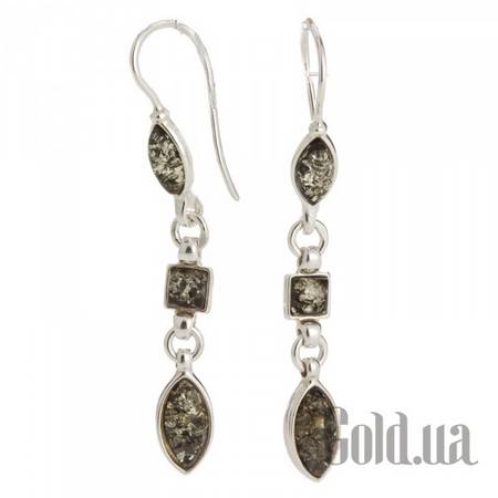 Серьги с подвесками Серебряные серьги с янтарем