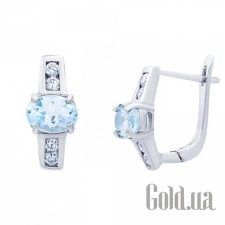 Серьги Серебряные серьги с топазами и куб. циркониями