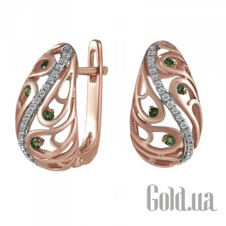 Серьги Золотые серьги с бриллиантами и топазами