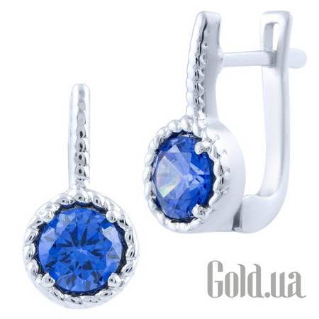 Серьги Серебряные серьги с синт. танзанитами