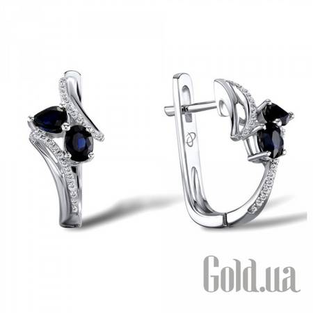Серьги Золотые серьги с бриллиантами и сапфирами