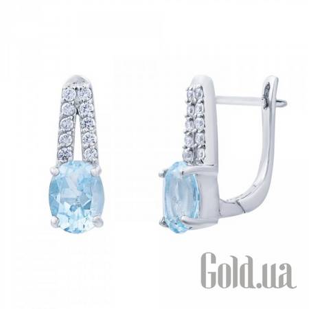 Серьги Серебряные серьги с топазами и куб. циркониями