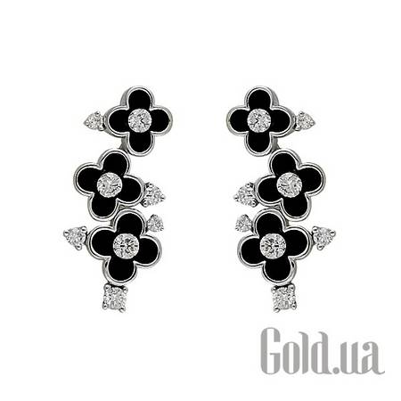 Серьги с подвесками Золотые серьги с бриллиантами и эмалью