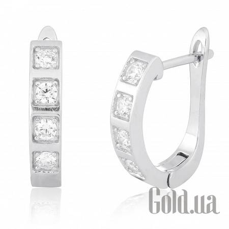 Серьги Серебряные серьги  с куб. циркониями