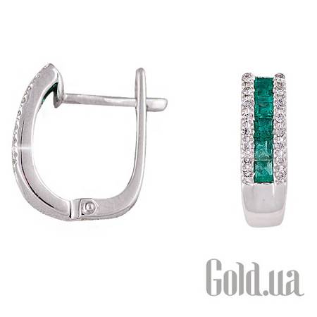 Серьги Золотые серьги с бриллиантами и изумрудами