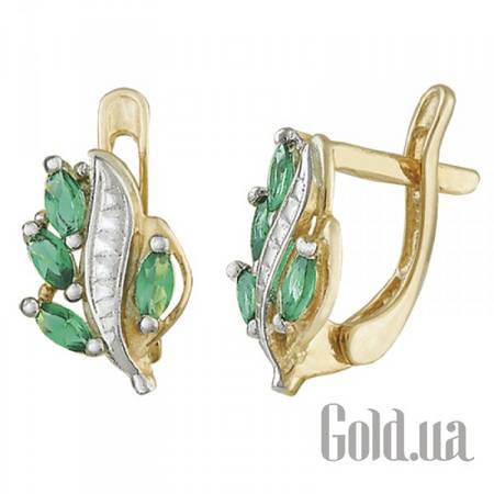 Серьги Серебряные серьги с куб. циркониями в позолоте