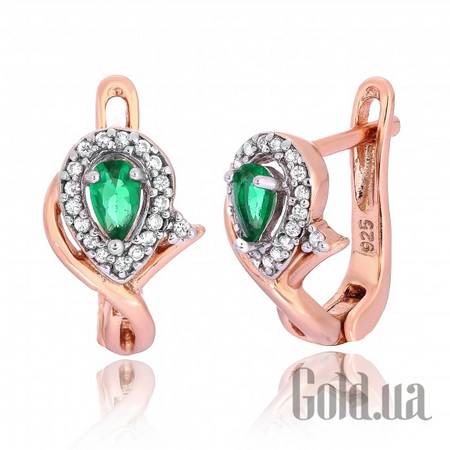 Серьги Серебряные серьги с  куб. циркониями в позолоте