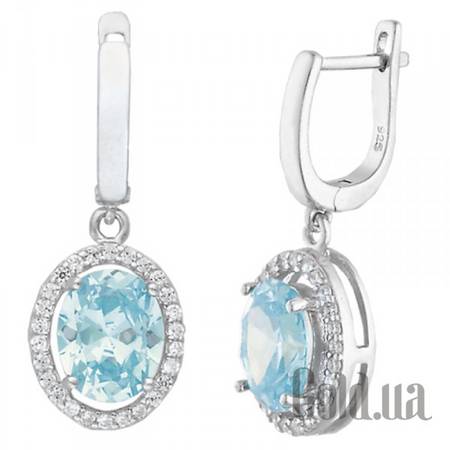 Серьги с подвесками Серебряные серьги с куб. циркониями