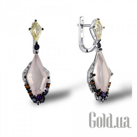 Серьги с подвесками Золотые серьги с бриллиантами, аметистами, топазами, цитринами, кварцами и перидотами