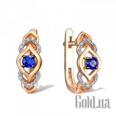 Серьги Золотые серьги с бриллиантами и сапфирами