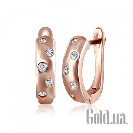 Серьги Серебряные серьги с куб. циркониями в позолоте