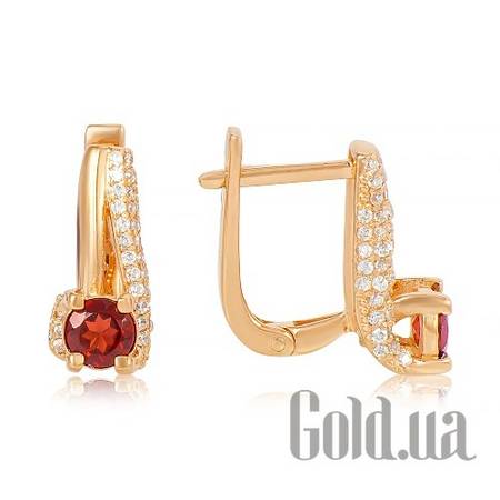 Серьги Золотые серьги с гранатами и куб. циркониями
