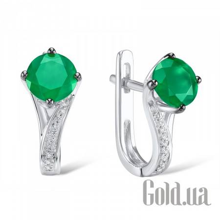 Серьги Золотые серьги с бриллиантами и халцедонами