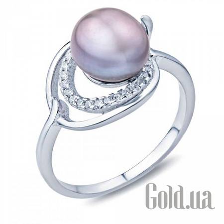 Женские кольца Женское серебряное кольцо с куб. циркониями и жемчугом, 18.5
