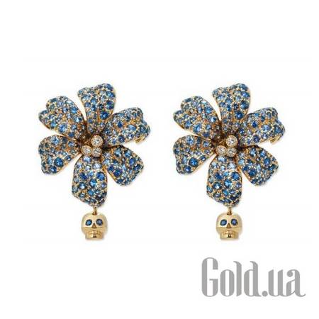 Серьги с подвесками Золотые серьги с бриллиантами и сапфирами
