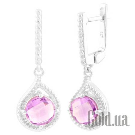 Серьги Серебряные серьги с аметистами