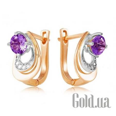 Серьги Золотые серьги с аметистами и куб. циркониями