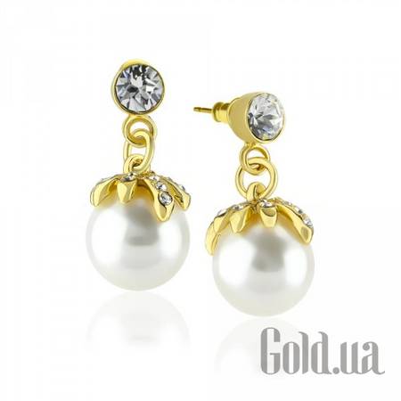 Серьги с подвесками Серьги с кристаллами Swarovski и искусств. жемчугом в позолоте