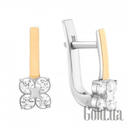 Серьги Серебряные серьги с куб. циркониями в позолоте