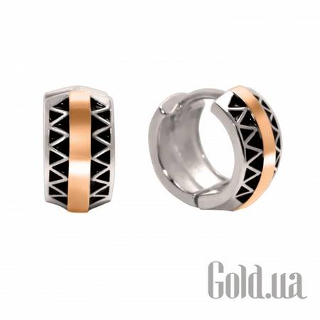 Серьги-кольца Серебряные серьги в позолоте с эмалью