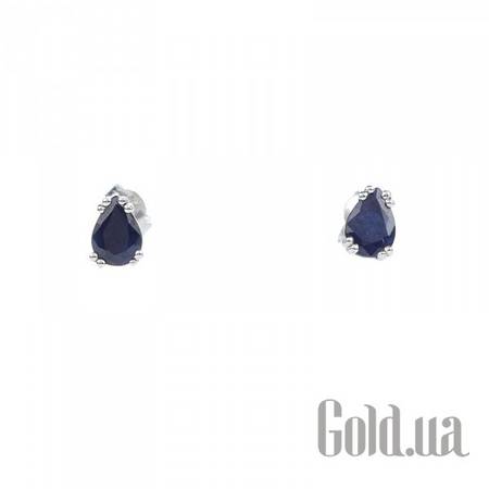 Серьги-гвоздики Серебряные серьги с сапфирами