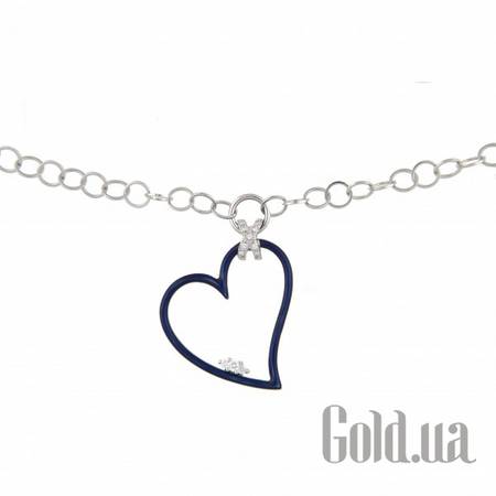 Колье с сердечком Золотое колье с бриллиантами и эмалью, 45