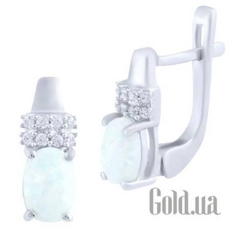 Серьги Серебряные серьги с опалами и куб. циркониями