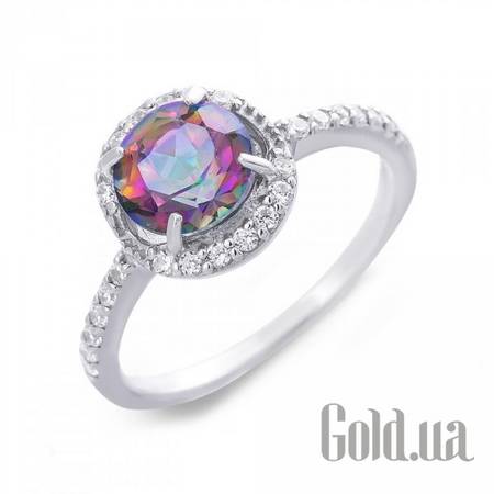Женские кольца Женское серебряное кольцо с топазом и куб. циркониями, 17.5