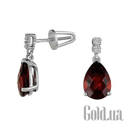 Серьги с подвесками Золотые серьги с бриллиантами и гранатами