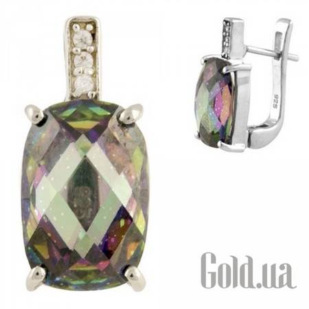 Серьги Серебряные серьги с топазами и куб. циркониями