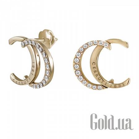 Пусеты (гвоздики) Стальные серьги со стразами в позолоте