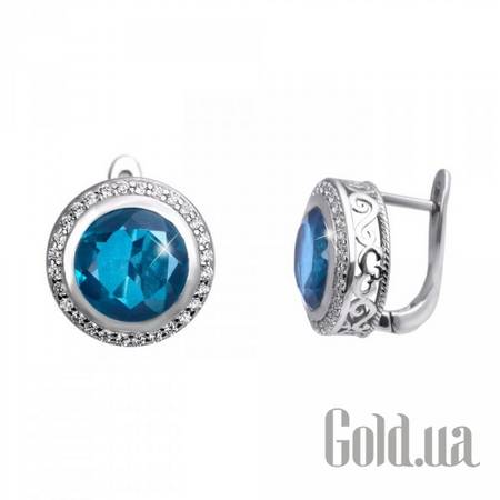 Серьги Серебряные серьги с кварцами и куб. циркониями