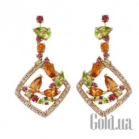 Серьги с подвесками Золотые серьги с бриллиантами и полудрагоценными камнями от Swarovski