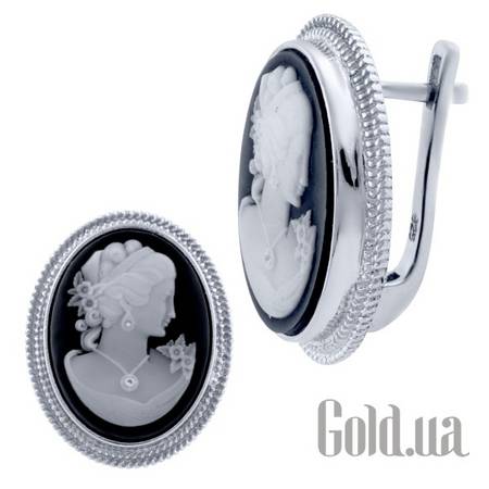 Серьги Серебряные серьги с перламутром и эмалью