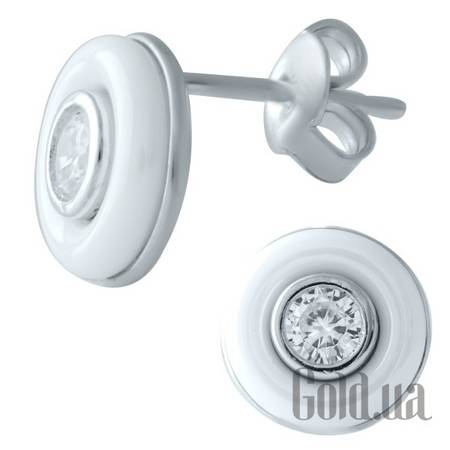 Серьги-гвоздики Серебряные серьги с керамикой и куб. циркониями