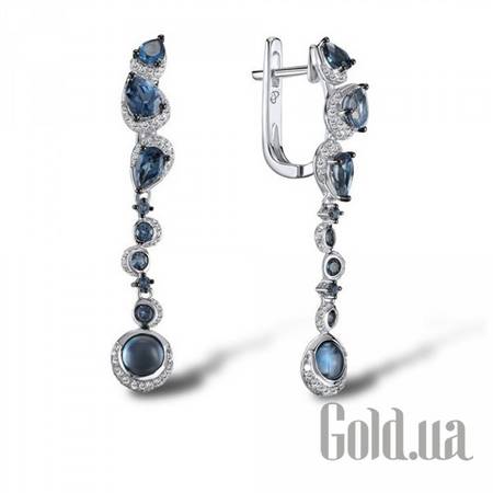Серьги с подвесками Золотые серьги с бриллиантами и топазами