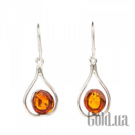 Серьги с подвесками Серебряные серьги с янтарем