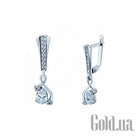 Серьги с подвесками Серебряные серьги с куб. циркониями