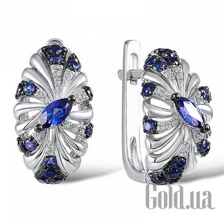 Серьги Золотые серьги с бриллиантами и сапфирами