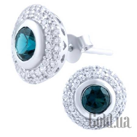 Серьги Серебряные серьги с топазами и куб. циркониями