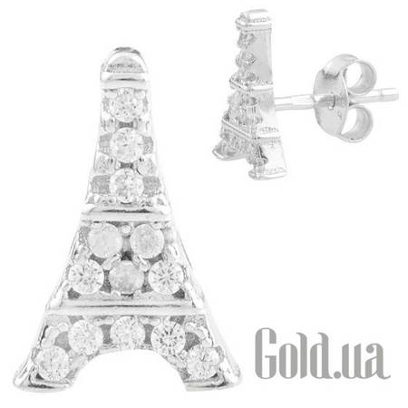 Серьги-гвоздики Серебряные серьги с куб. циркониями