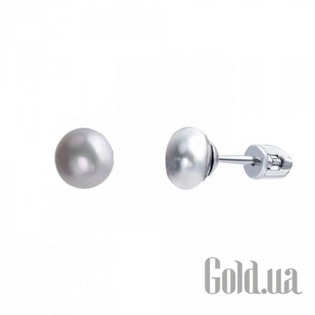 Серьги-гвоздики Серебряные серьги с жемчугом