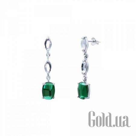 Серьги с подвесками Серебряные серьги с камнями Сваровски