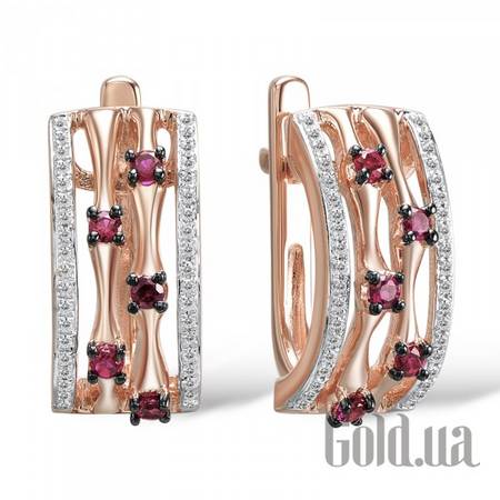 Серьги Золотые серьги с бриллиантами и рубинами