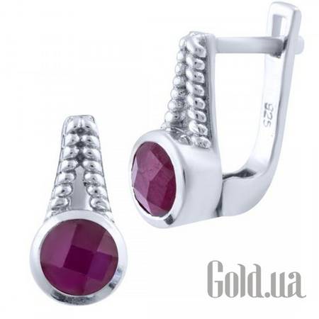 Серьги Серебряные серьги с рубинами