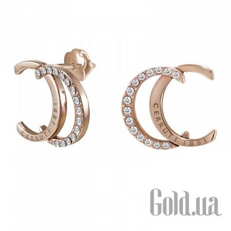 Пусеты (гвоздики) Стальные серьги со стразами в позолоте