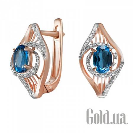 Серьги Золотые серьги с бриллиантами и топазами