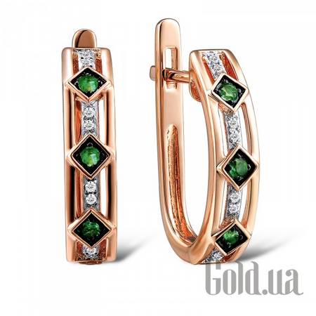 Серьги Золотые серьги с бриллиантами и изумрудами