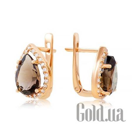 Серьги Золотые серьги с раухтопазами и куб. циркониями